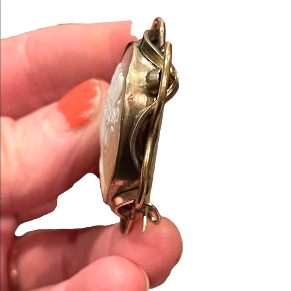 Antique Large 10k Gold Filled Shell Carnelian Shell Dianna Cameo 1850 Victorian - Picture 14 of 15